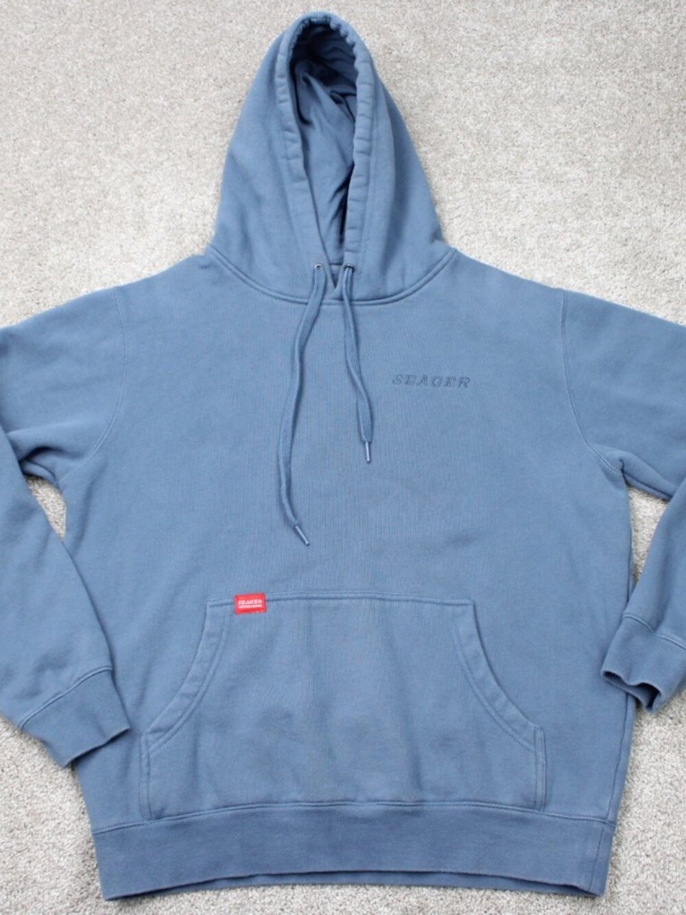 Seager Western Brand Hoodie Mens Medium Blue Cotton/Poly Hooded Sweatshirt